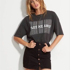 Billabong High Waisted Black Corduroy Mini Skirt